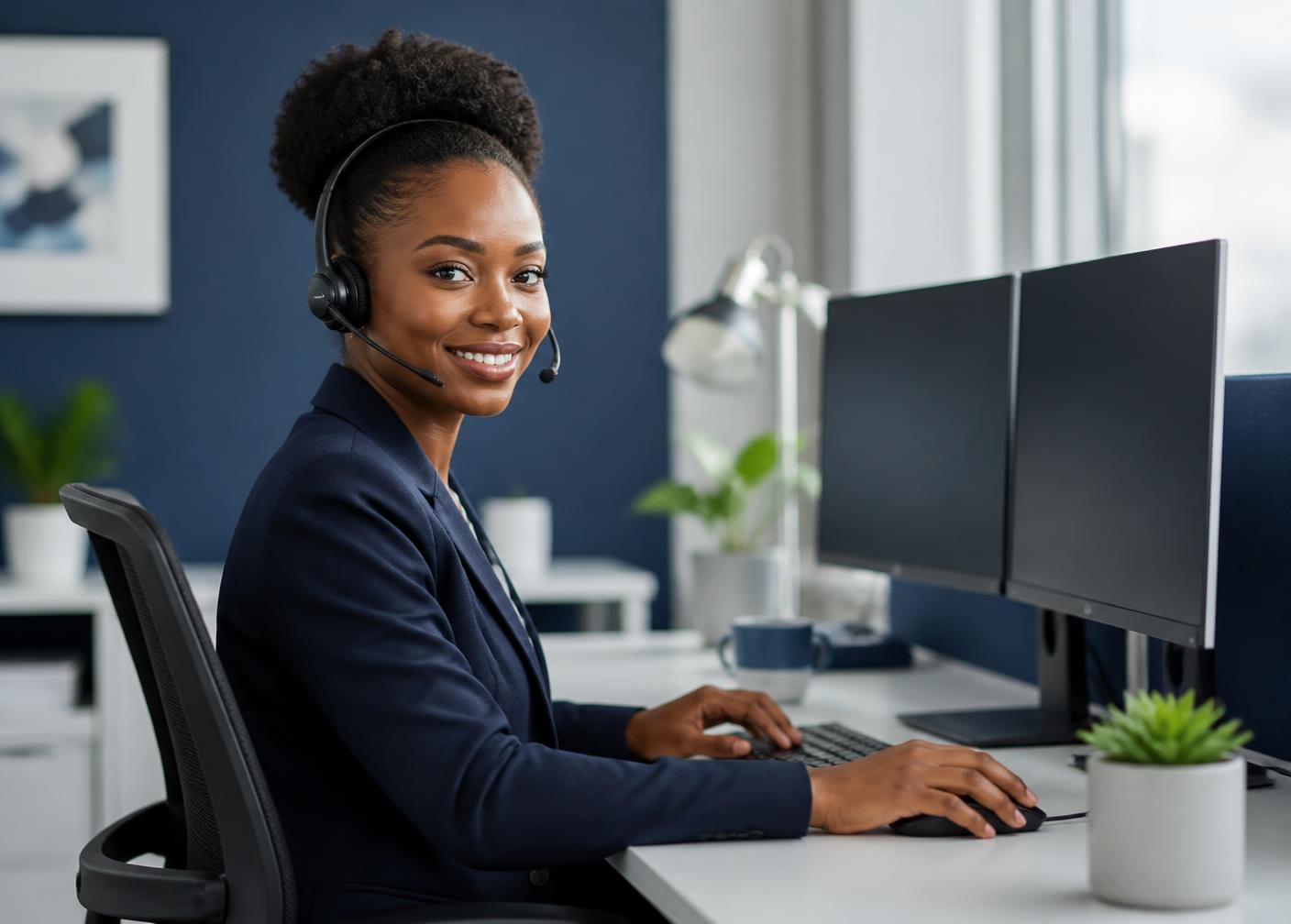 Customer support specialist assisting a client
